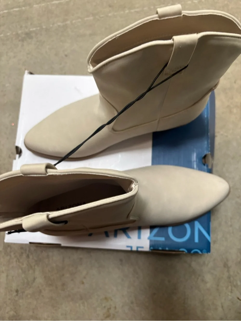 Arizona Jean Company Cream Pointed Toe Mid-Calf Boots
